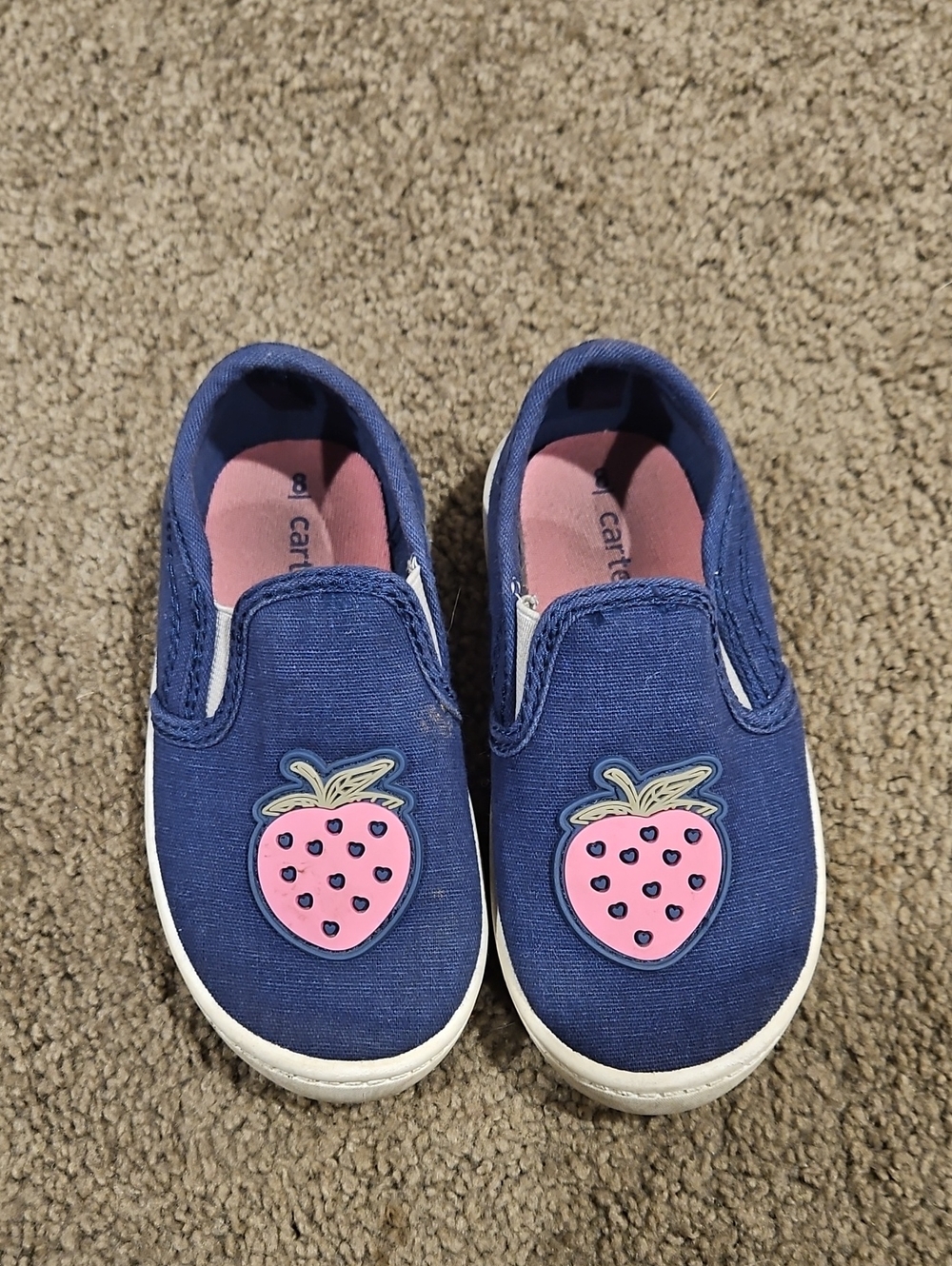 Carter's Navy Slip-On Sneakers with Pink Strawberry Patch